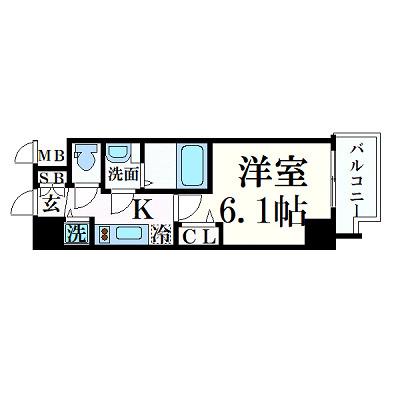 プレサンス心斎橋ブライト(1K/12階)の間取り写真