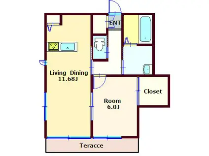 マ・メゾンA(1LDK/1階)の間取り写真