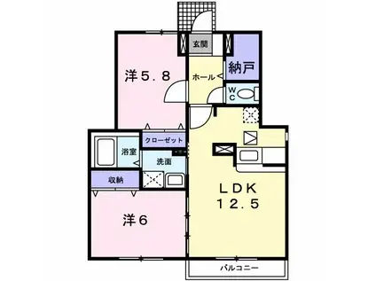 フルリールコート(2LDK/1階)の間取り写真