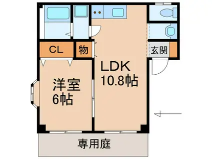 ヴェルドール大樹I(1LDK/1階)の間取り写真
