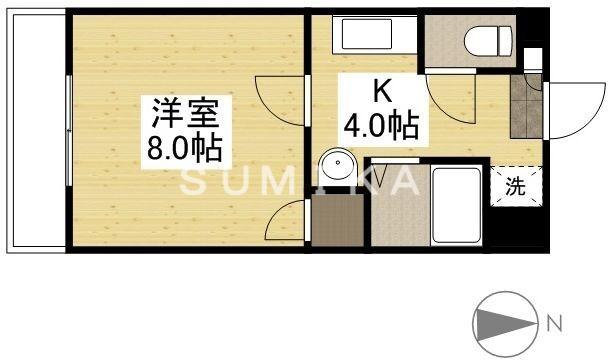 カレン下中野(1K/4階)の間取り写真