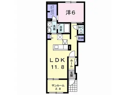 ジラソーレ(1LDK/1階)の間取り写真