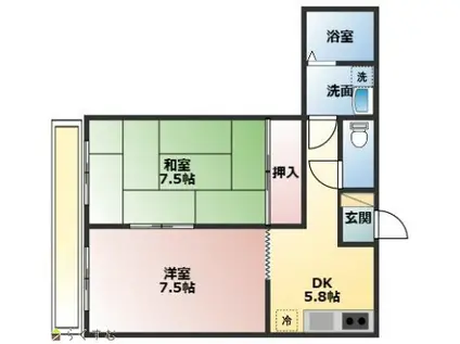 第5コーポヴィラ(2DK/2階)の間取り写真