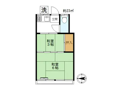 石神井荘(2K/2階)の間取り写真