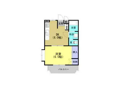 マリンハイツ大徳(1DK/2階)の間取り写真