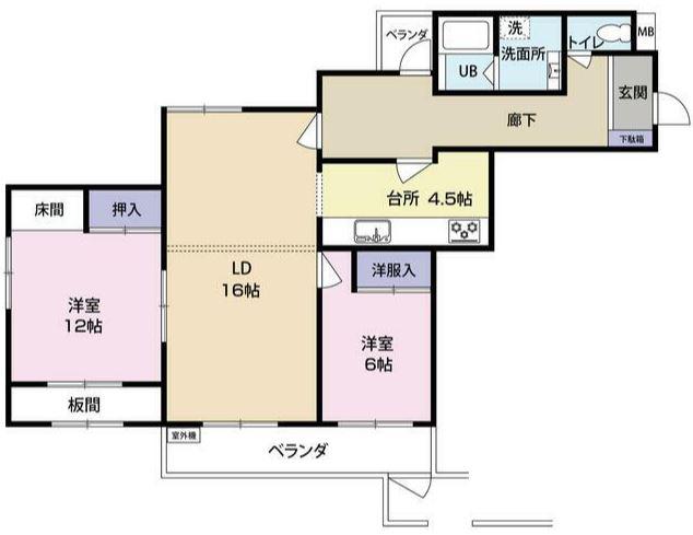 トーア由比ヶ浜マンション(2LDK/2階)の間取り写真