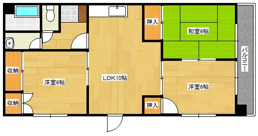 丸子ビル(3LDK/6階)の間取り写真