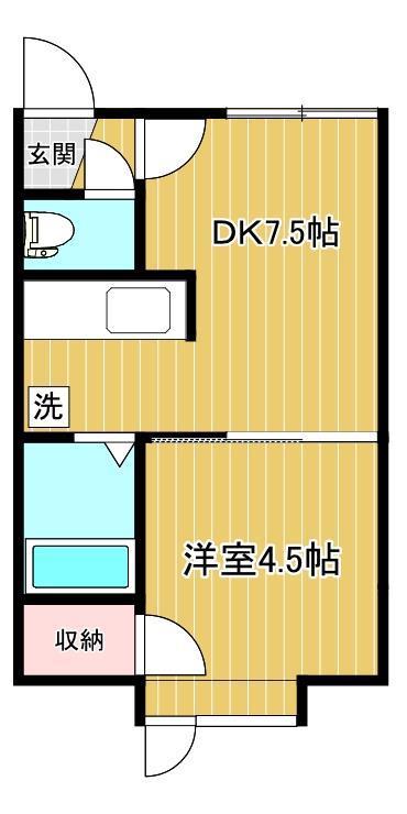 8トレジャー(1DK/2階)の間取り写真
