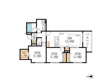 HEBEL MAISON 徳川園(3LDK/2階)の間取り写真