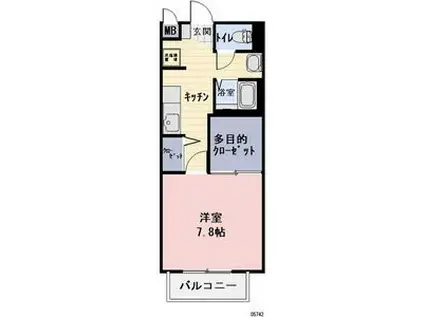 シャンベール森川A(1K/2階)の間取り写真