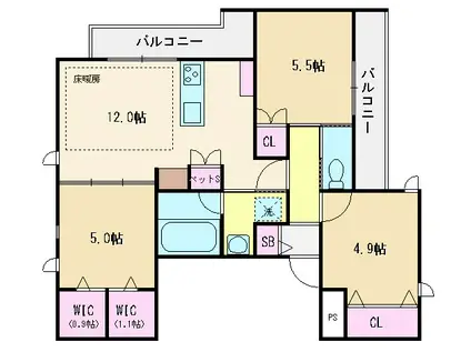 SWEET ROOTSくすのき台(3LDK/3階)の間取り写真