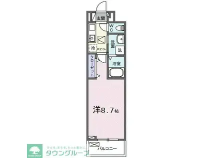 メルヴェーユ七里(1K/2階)の間取り写真