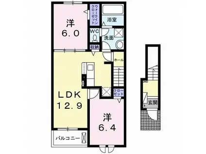 フェリーチェ(2LDK/2階)の間取り写真