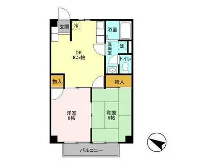 ノーブル B(2DK/2階)の間取り写真