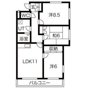 レジデンス赤池(3LDK/2階)の間取り写真