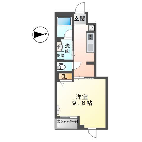 エクレール高畑(1K/1階)の間取り写真