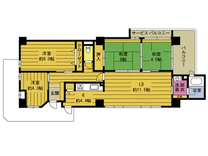 スカイメイゾンクローバー307(4LDK/3階)の間取り写真