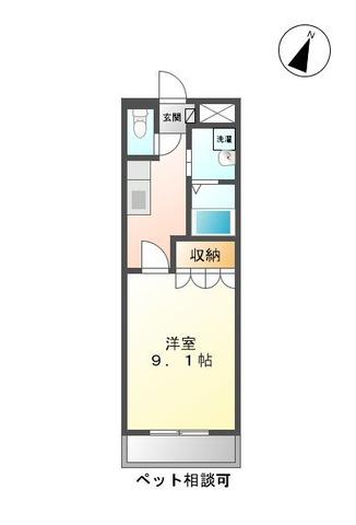 キャッスルリバーサイド(1K/1階)の間取り写真