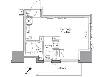 ザ・パークハビオソーホー横浜関内(ワンルーム/4階)の間取り写真