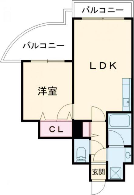 アミーグランコート三宮(1LDK/4階)の間取り写真