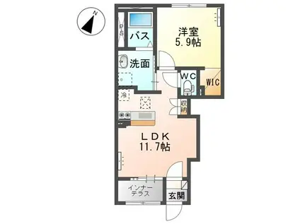 ラベンダー(1LDK/1階)の間取り写真