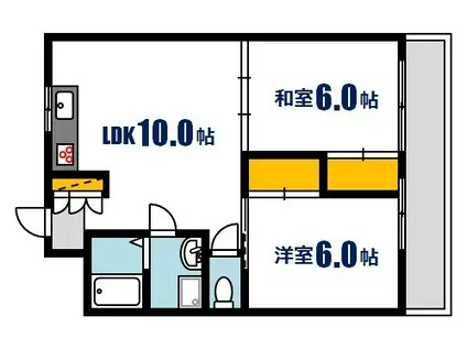 エイシンビル(2LDK/3階)の間取り写真
