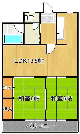 不二ビル(2LDK/4階)の間取り写真