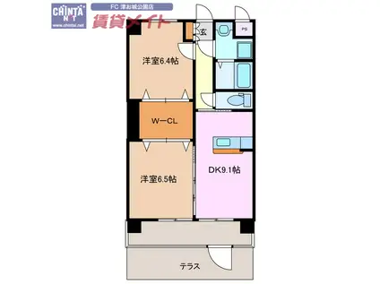 マジェスティ(2DK/1階)の間取り写真