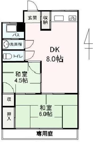 玉浦マンション(2DK/1階)の間取り写真