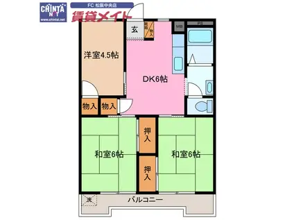 ジュピターマンション大津II(3DK/1階)の間取り写真