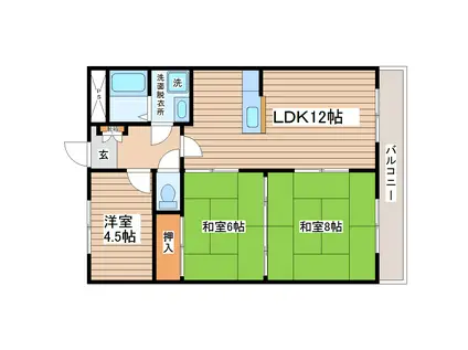 松屋南八木山(3LDK/2階)の間取り写真