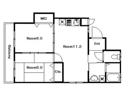 アパートメントABE(2LDK/1階)の間取り写真