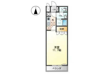 メイプルA(1K/1階)の間取り写真