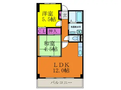 ロイヤルオータム(2LDK/3階)の間取り写真