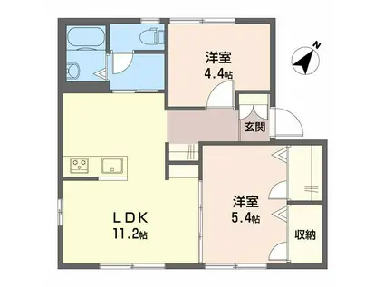 ロイヤルうらべ A棟(2LDK/1階)の間取り写真