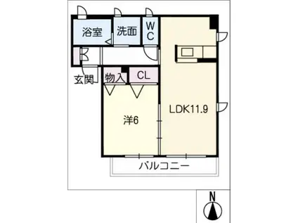 プロヌーブ大崎(1LDK/2階)の間取り写真