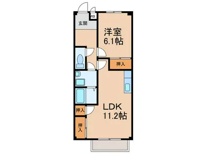 PARK SIDE 康舟(1LDK/2階)の間取り写真