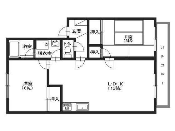 フレグランス彩(2LDK/2階)の間取り写真
