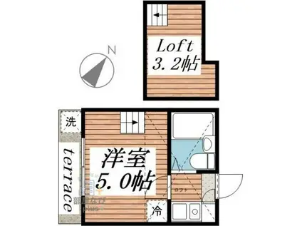 パレス清瀬Α(1K/1階)の間取り写真