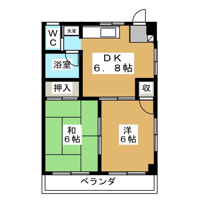 谷マンション(2DK/1階)の間取り写真