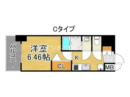 LUXENA住之江公園(1K/5階)の間取り写真