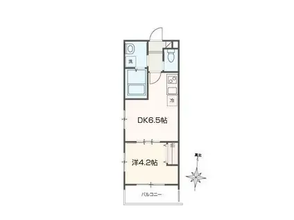 MELLAS元加治(1DK/2階)の間取り写真