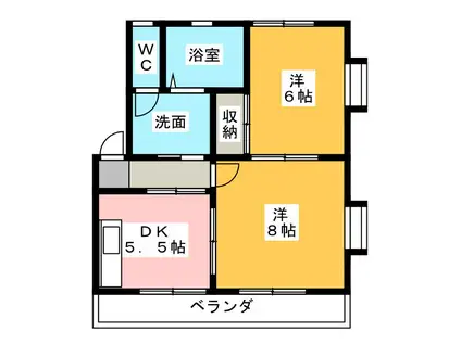 グローリィ三和(2DK/1階)の間取り写真