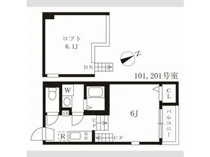 トリオネア千種(1K/2階)の間取り写真