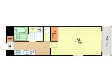 リブリー野田(1K/4階)の間取り写真