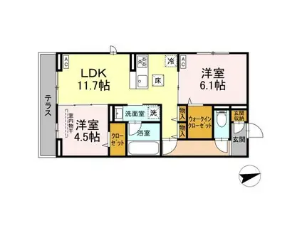 プロスペールE NO.1(2LDK/1階)の間取り写真