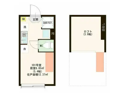 メゾン・コウ 西中延(ワンルーム/1階)の間取り写真