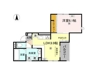 D-LUCE寄合町(1LDK/2階)の間取り写真
