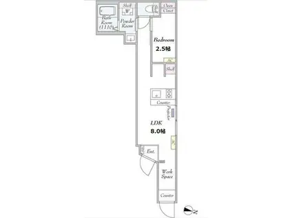 GRADO NISHI-NIPPORI(1LDK/2階)の間取り写真