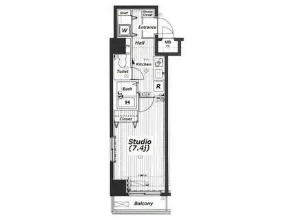 ガラ・シティ芝公園(1K/4階)の間取り写真